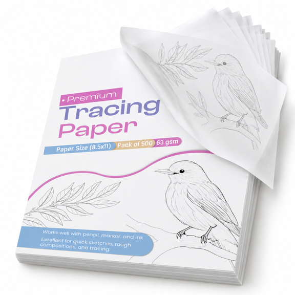 8.5" x 11" 500 Sheet Transparent Tracing Paper for Sketching and Drafting