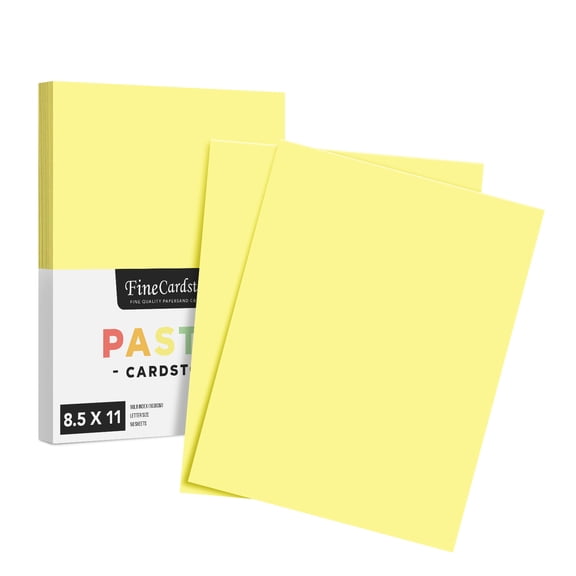 8.5 x 11" Canary Pastel Color Cardstock Paper - Great for Arts and Crafts, Wedding Invitations, Cards and Stationery Printing | Medium to Heavy Card Stock 90lb Index (163gsm) | 50 Sheets per Pack