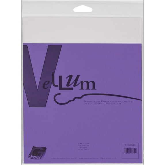 Grafix Vellum 8.5"X11" 12/Pkg-Clear 24lb, Pk 2, Grafix