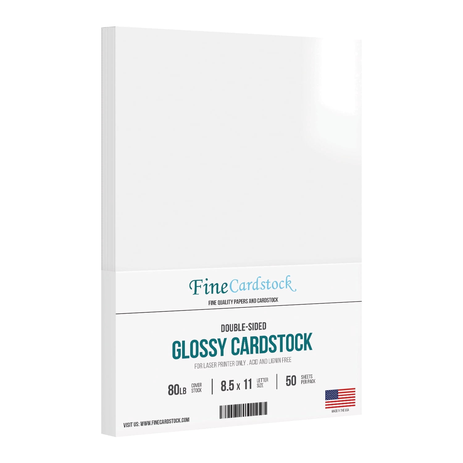 8.5” x 11” Double-Sided Gloss White Card Stock Paper, Great for Photos, Marketing Materials, Posters, Business Covers, etc. | 80lb (216gsm) | 50 Sheets | Printable Both Sides, For Laser Printer Only