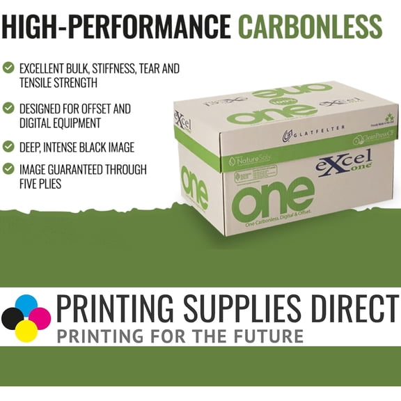 8.5 x 11 Excel One Carbonless Paper, 2 Part Reverse (Canary/Bright White), 1250 Sets, 2500 Sheets, 5 REAMS$$Office