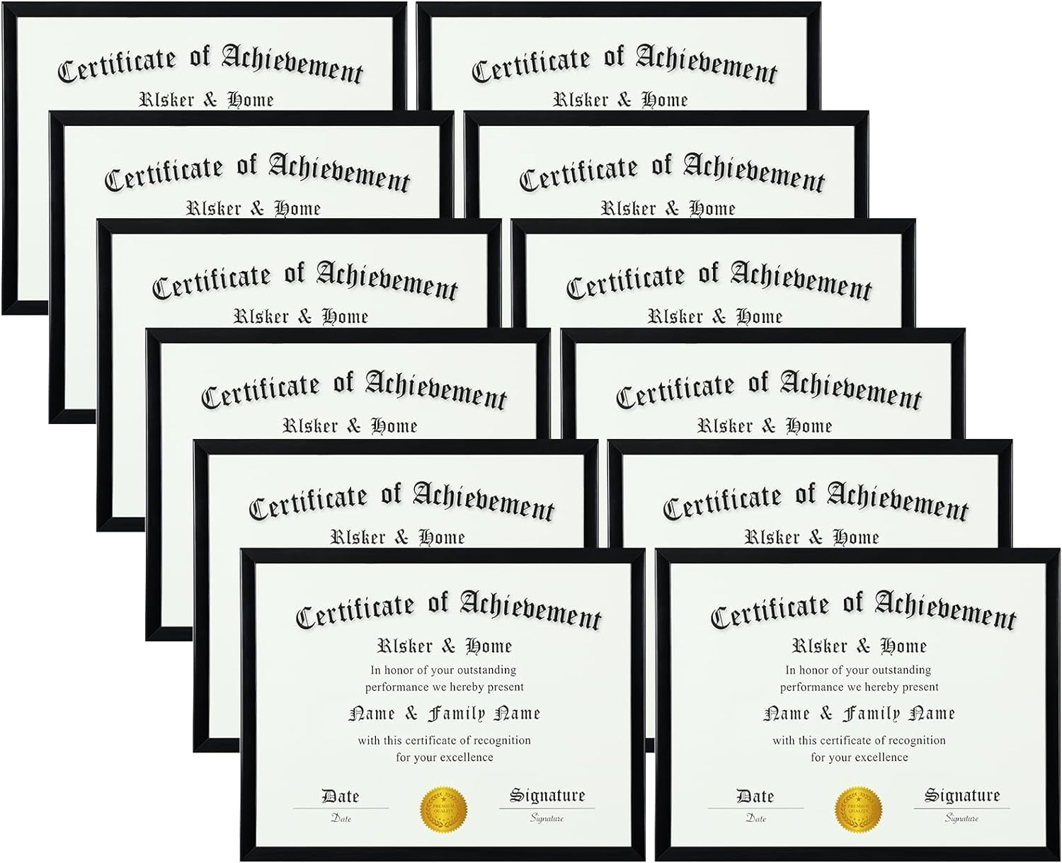 8.5 x 11 Frame Black 12 Pack, Certificate Award Document Diploma Frame ...