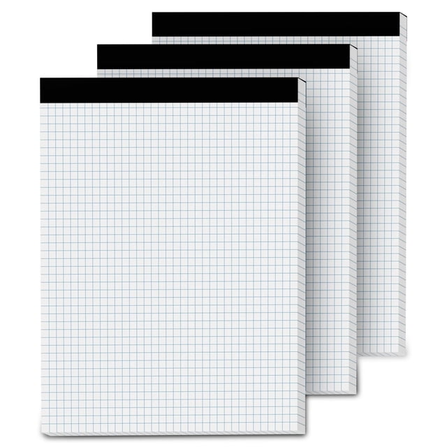 8.5 x 11 Inch Quad Ruled Graph Paper Pads, 4x4 Grid, 3 Pack Letter Size ...