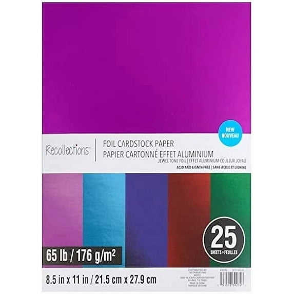 8.5" x 11" Multicolor Foil Cardstock Paper by Recollections - Acid and Lignin Free Paper for Scrapbooks - Arts & Crafts - 25 Sheets