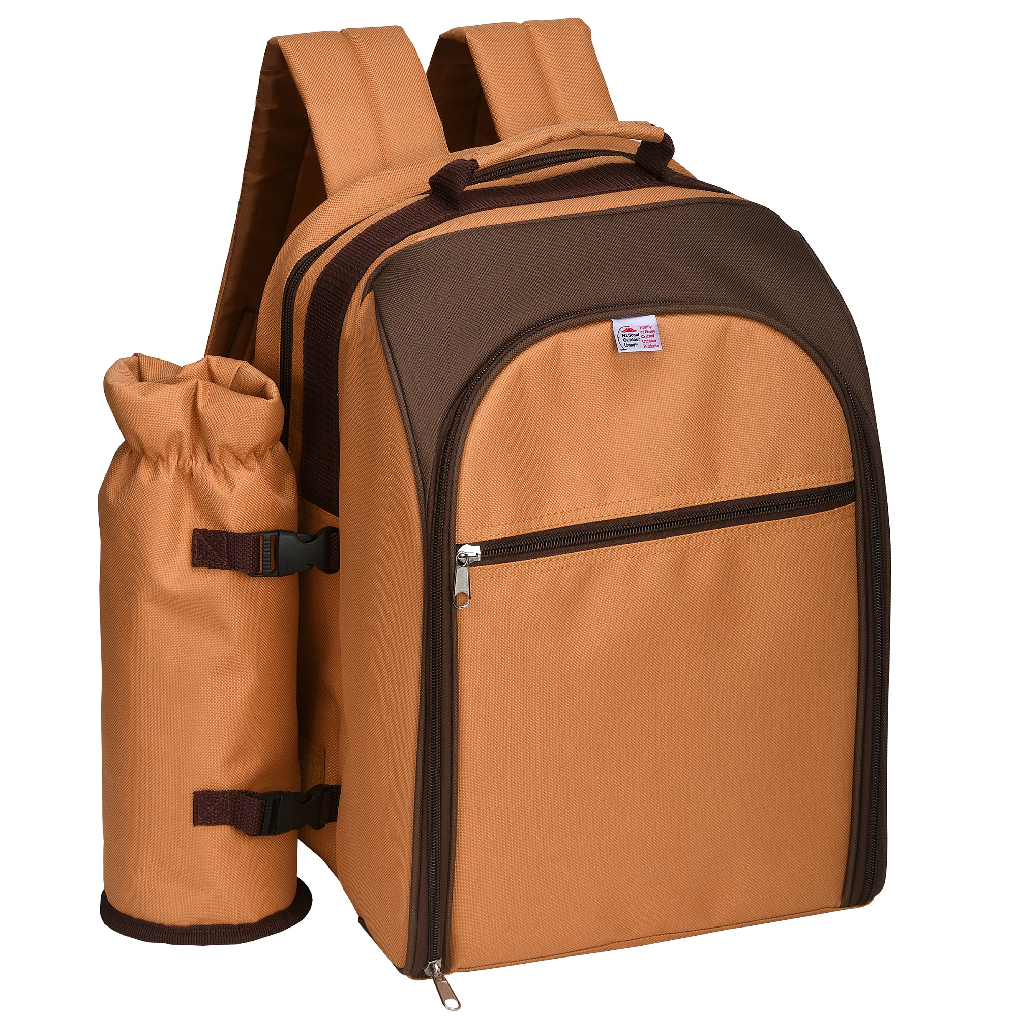 8.5" x 11" Orange and Brown Backpack Style 2-Person Picnic Kit Cooler - image 1 of 4