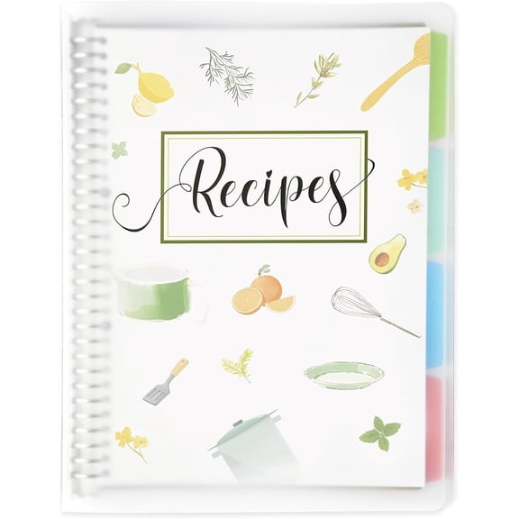 8.5" x 11" Recipe Book to Write in Your Own Recipes, Personal Blank Recipe Notebook Binder, Removable Hardcover Empty Recipe Journal Cookbook Binder with 8 Dividers and 24 Tabs, Hold up to 240
