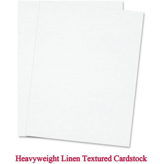 8.5" x 11" Regular Paper Size White Linen Textured 80Lb. Card Stock - 250 Sheets