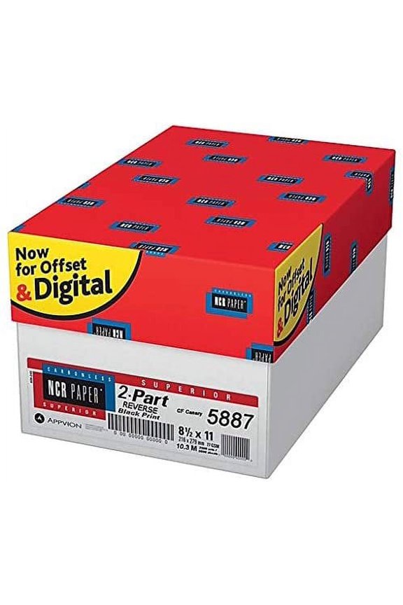8.5 x 11 Superior Carbonless Paper, NCR5887, 2 Part Reverse Bright White/Canary, 2000 Sets, 4000 Sheets, 8 REAMS