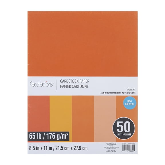 8.5" x 11" Tangerine Cardstock Paper by Recollections - Acid and Lignin Free Paper for Scrapbooks - Arts & Crafts - 50 Sheets