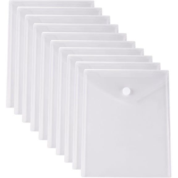 8.5 x 11 Vertical Clear Letter Sized Plastic Envelopes Document File Storage Holder 10 Pack Hook Loop Closure