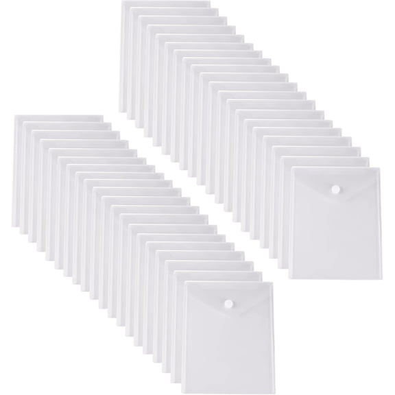 8.5 x 11 Vertical Clear Letter Sized Plastic Envelopes Document File Storage Holder 40 Pack Hook Loop Closure