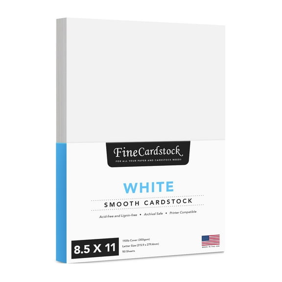 8.5 x 11 White Cardstock | Heavyweight 110lb Cover (297gsm) Card Stock Paper Smooth Finish | For Arts & Crafts, Greeting Cards, Invitations, Brochures, Restaurant Menus, Posters | 50 Sheets per Pack
