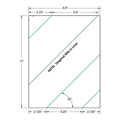 8.5" x 11" White Full Sheet with Diagonal Slits, 1 Label per Sheet (100 Sheets per Carton)
