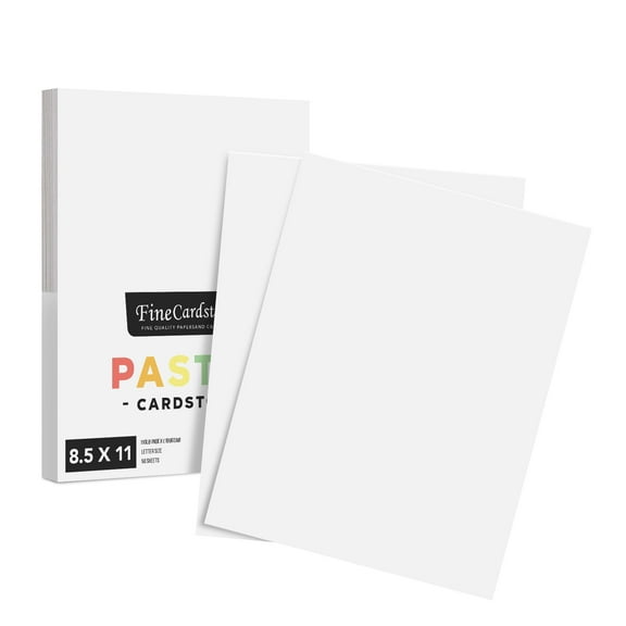 8.5 x 11" White Pastel Color Cardstock Paper - Great for Arts and Crafts, Wedding Invitations, Cards and Stationery Printing | Medium to Heavy Card Stock 110lb Index (199gsm) | 50 Sheets per Pack