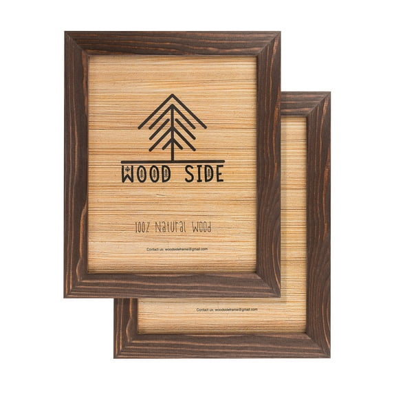 8.5 x 11 Wooden Rustic Picture Frames - Brown Wenge - Set of 2 - for Diploma Documents and Certificates - Wall Mounting and Tabletop - Wood Grain Finish