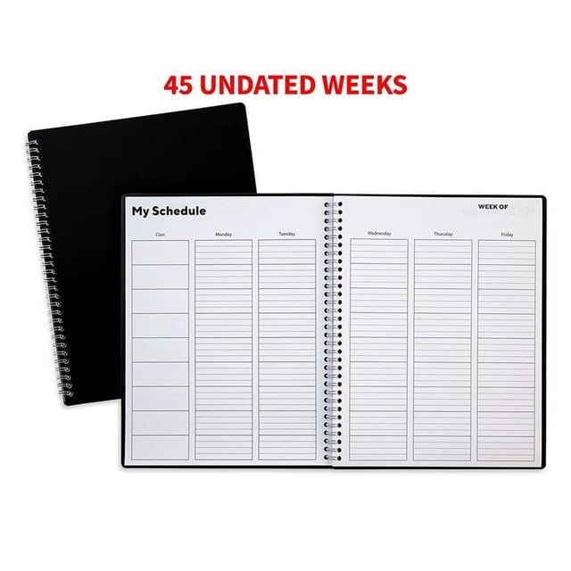 8.5 x 11 in. Weekly Planner, Black - Walmart.com