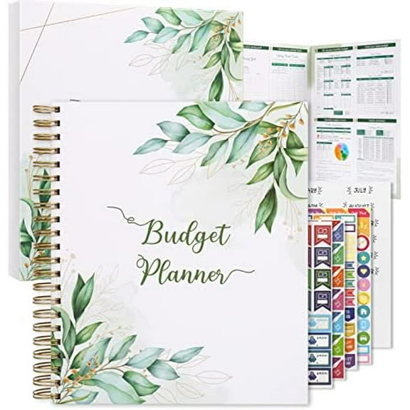 8.5 x 11 inches Large Budget Planner and Monthly Bill Organizer  Premium Hardcover Budget Book with 12 Pockets for Savings, Debt, Expense Tracking  Budget Tracker with Stickers$$