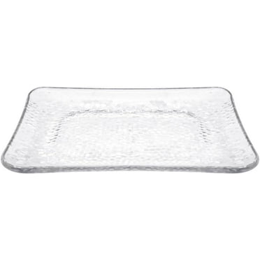 8.5 x 12.75 Inch Clear Hammered Rectangle Plastic Tray – Elegant Disposable Serving Tray for Parties, Catering, and Events, Durable Clear Plastic Display Tray for Appetizers, Desserts (1)