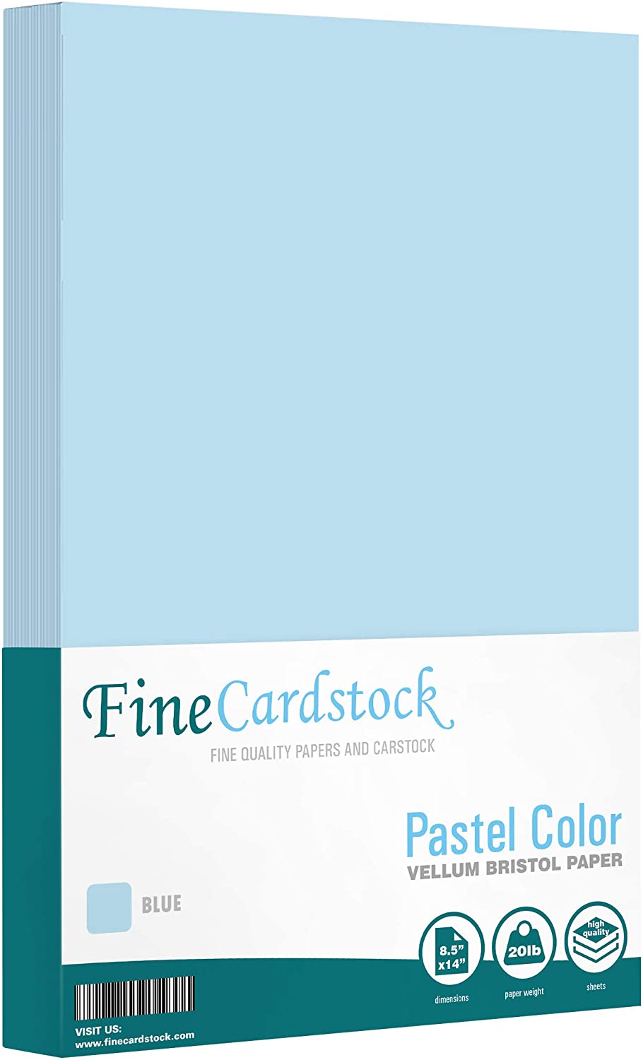 8.5 x 14” Pastel Color Paper – Great for Cards and Stationery Printing | Legal, Menu Size | Lightweight 20lb Paper | 100 Sheets | Blue - image 1 of 6