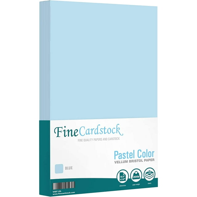 8.5 x 14” Pastel Color Paper – Great for Cards and Stationery Printing | Legal, Menu Size | Lightweight 20lb Paper | 100 Sheets | Blue