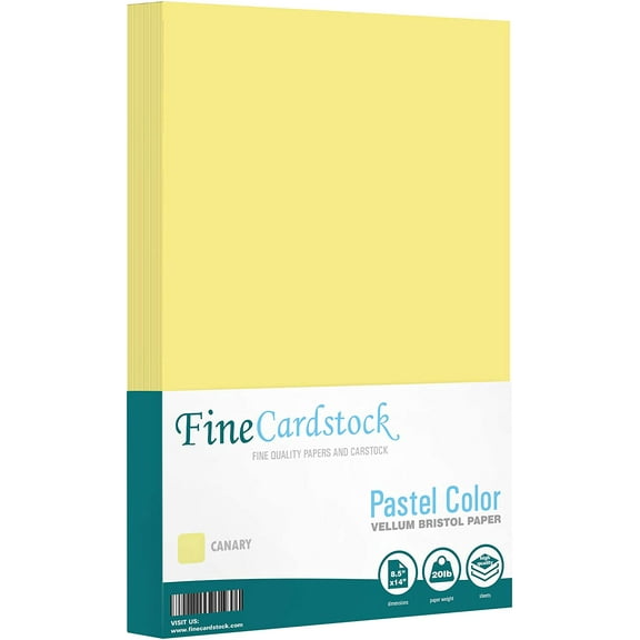 8.5 x 14” Pastel Color Paper – Great for Cards and Stationery Printing | Legal, Menu Size | Lightweight 20lb Paper | 100 Sheets | Canary
