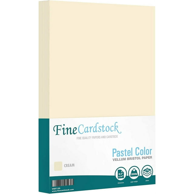 8.5 x 14” Pastel Color Paper – Great for Cards and Stationery Printing | Legal, Menu Size | Lightweight 20lb Paper | 100 Sheets | Cream