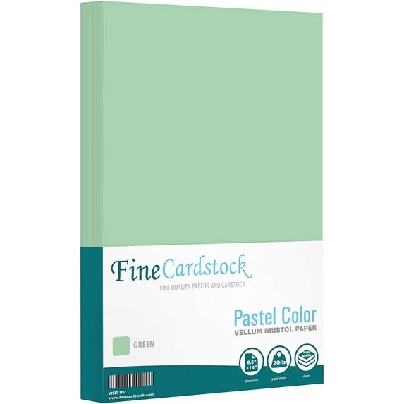 8.5 x 14” Pastel Color Paper – Great for Cards and Stationery Printing | Legal, Menu Size | Lightweight 20lb Paper | 100 Sheets | Green