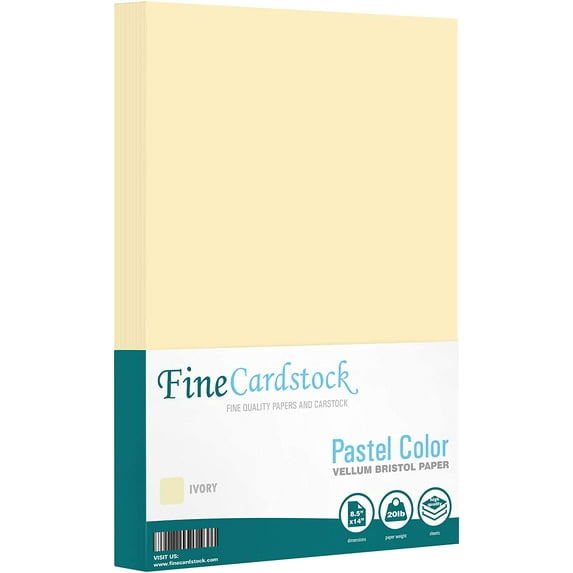 8.5 x 14” Pastel Color Paper – Great for Cards and Stationery Printing | Legal, Menu Size | Lightweight 20lb Paper | 100 Sheets | Ivory