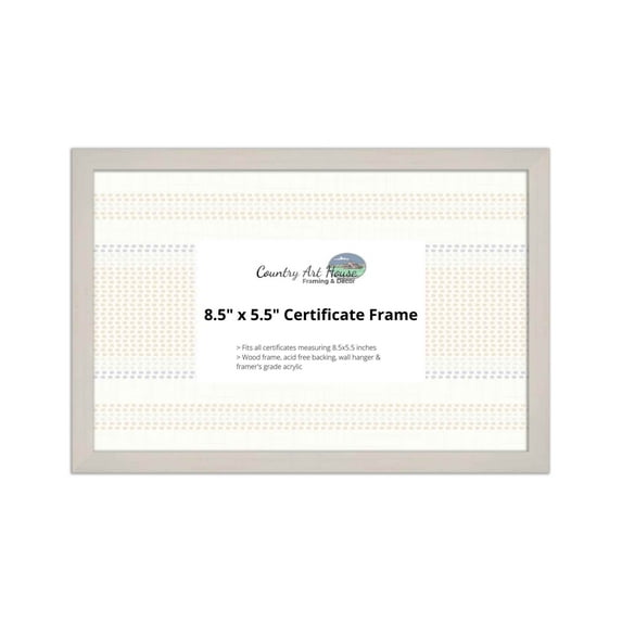 8.5" x 5.5" Certificate Frame - Wood Frame - Holds any document measuring 8.5" x 5.5" inches (White