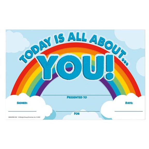 8.5 x 5.5 in. Today is All About You Award - Pack of 6