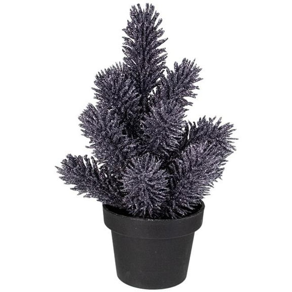 8.5 x 5 in. Gray Potted Glittered Artificial Mini Pine Christmas Tree - Unlit