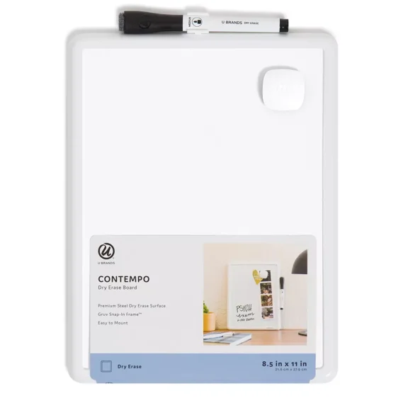 8.5"x11" Contempo Magnetic Dry Erase Board White