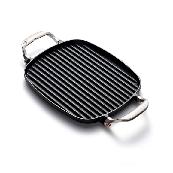 8.5"x14.25" Cast Iron Grill Pan with Ridges for Steak, Chicken, Veggies and Paninis