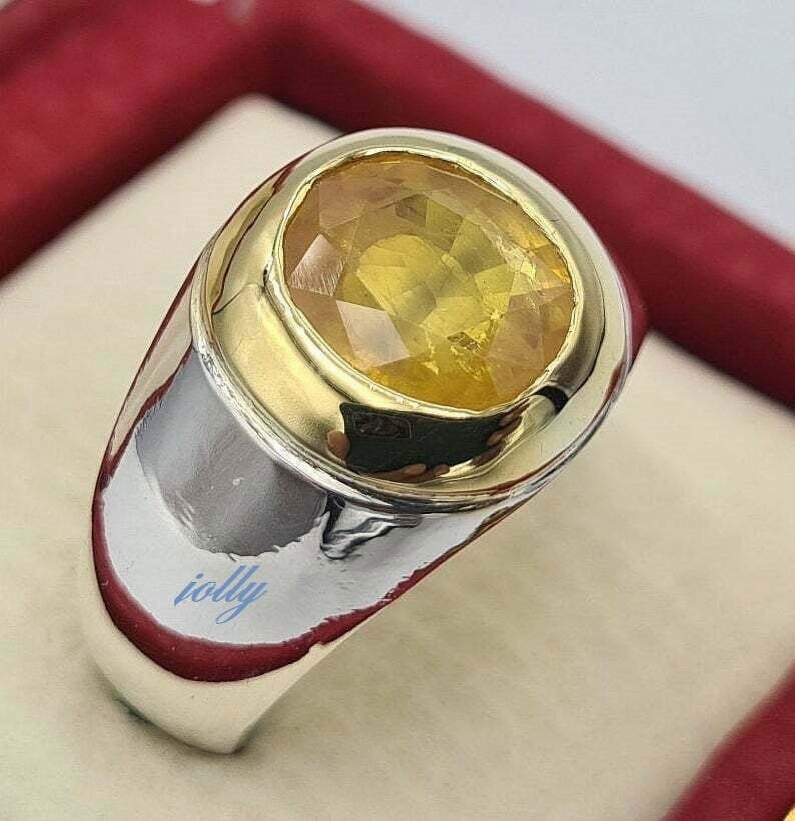 8.50 Carat Certified Natural Unheated Untreated Ceylon Yellow Sapphire Pukhraj Gemstone Handmade Solitaire Engagement Men s Ring Walmart
