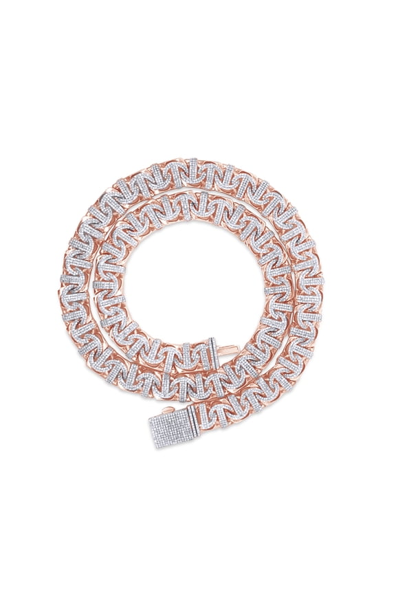 8.50Ct Lab Created Moissanite Diamond 10MM Width Chino Miami Cuban Link Chain Necklace For Men In 14k Rose Gold Over Sterling Silver 18" Length(Color G-H,Clarity VVS1)