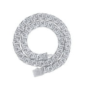 AFFY 8.50Ct Lab Created Moissanite Diamond 10MM Width Chino Miami Cuban Link Chain Necklace For Men In 14k White Gold Over Sterling Silver 18" Length(Color G-H,Clarity VVS1)