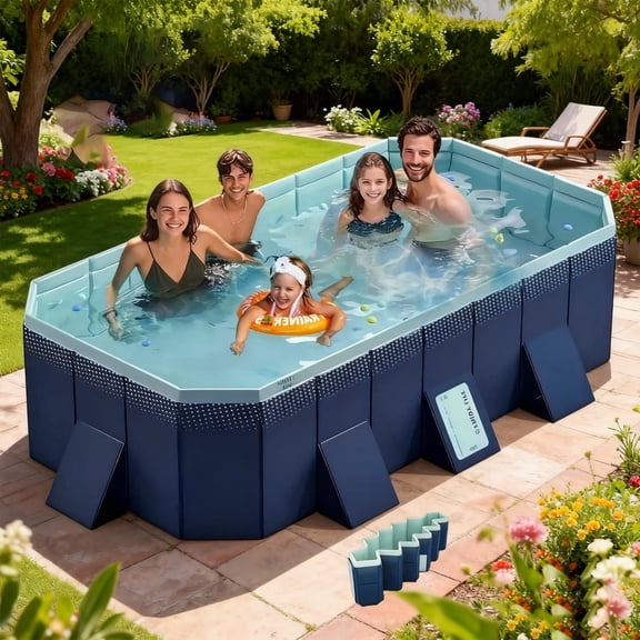 8.53FT PVC Folding Pool (Not Inflatable) Bathes and Cools in Summer,Suitable for Outdoor Patio Beach Garden