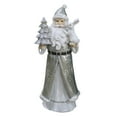 thumbnail image 1 of 8.58 Inch Christmas Santa Figurine Silver Holiday Statue Xmas Decoration Festive Resin Santa Claus Decor Home Tabletop Seasonal Ornament Decoration Gift, 1 of 8