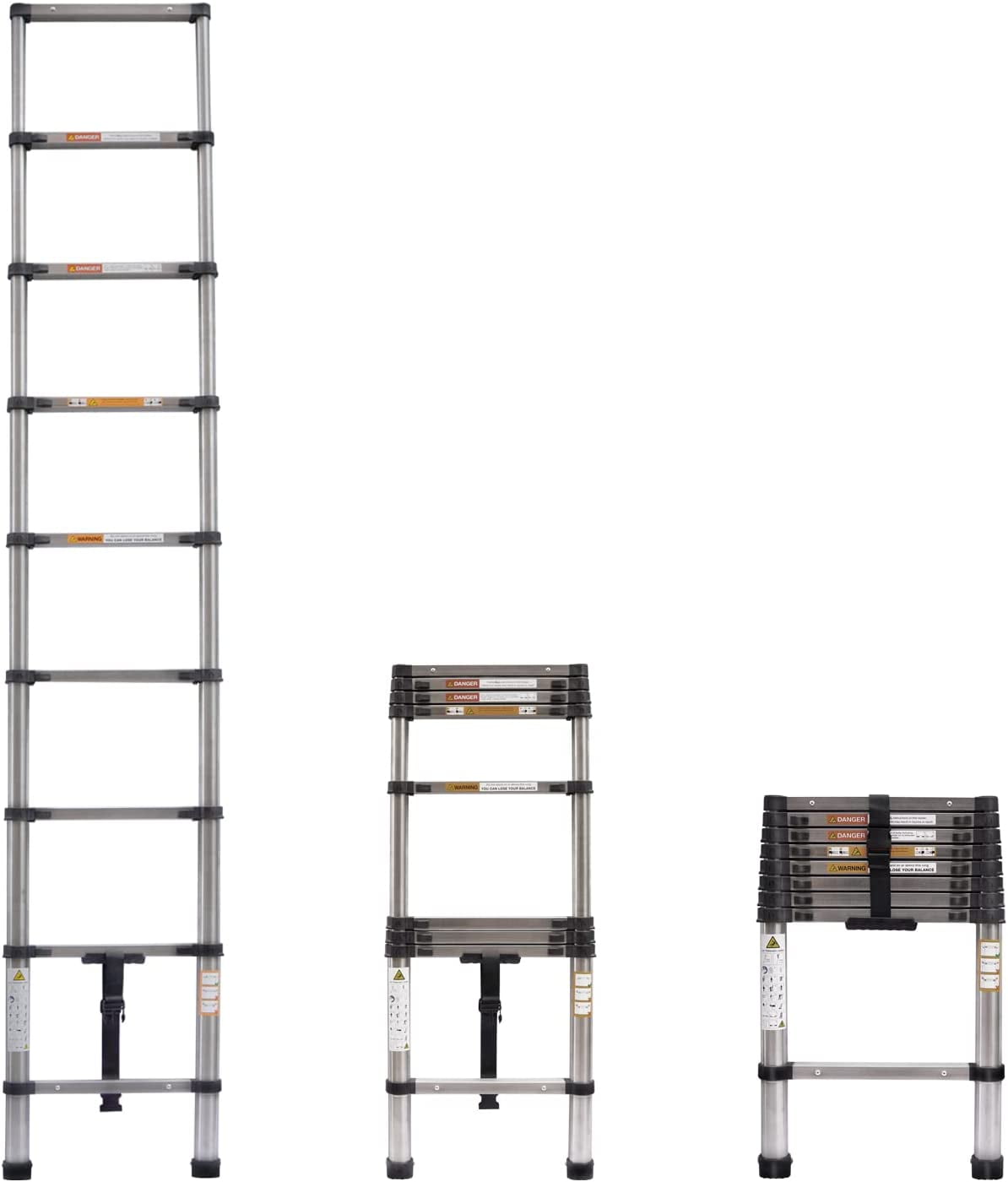 8.5FT/2.6M Telescopic Ladder, Multi-Purpose Folding Telescoping Ladder ...