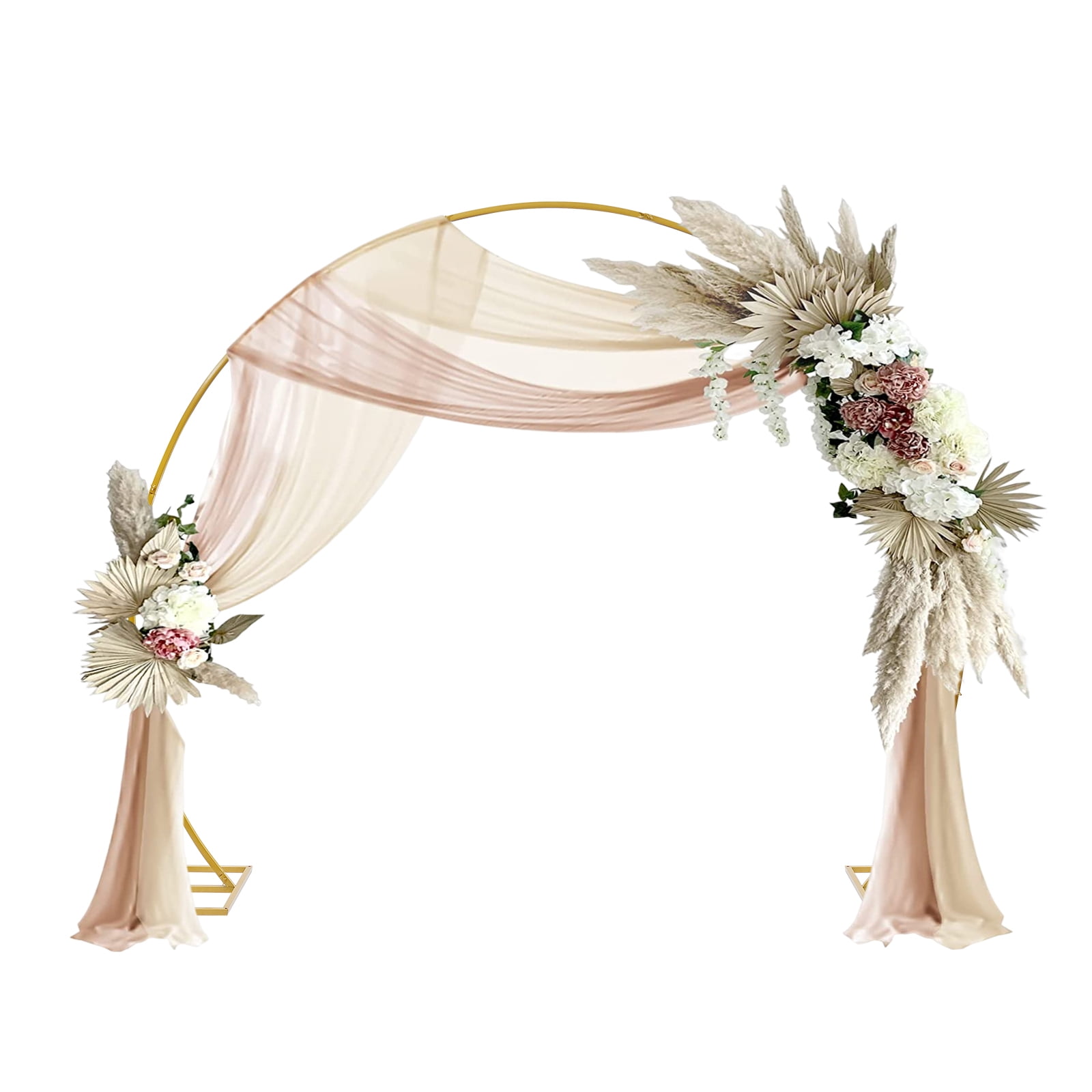 8.5FT Contemporary Metal Wedding Arch, Backdrop Stand Metal Gold Round ...