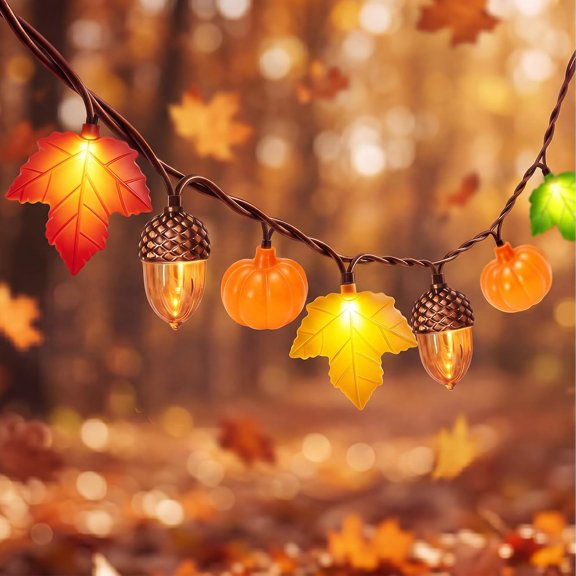 8.5FT Fall String Lights, 10 LED Bulbs, Plug in