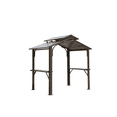 thumbnail image 1 of 8×5FT Hardtop Grill Gazebo, Outdoor BBQ Gazebo w/Galvanized Steel Double Roof, Permanent Sun Shade Grill Canopy Shelter with 2 Side Shelves and Ceiling Hook for Patio Deck Yard Garden (Brown), 1 of 9