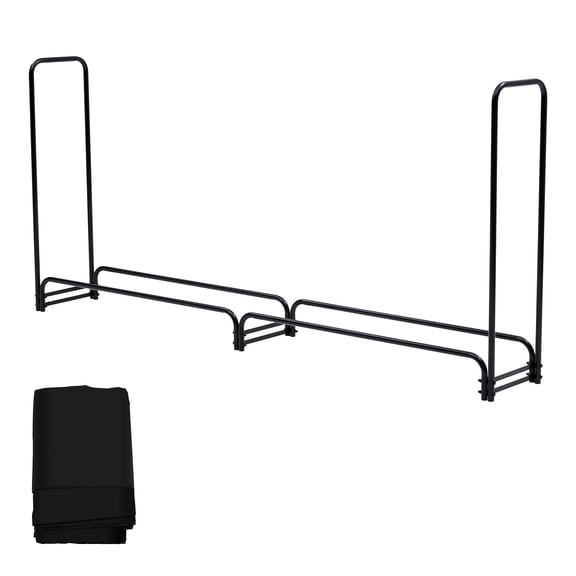 8.5FT Heavy-Duty Outdoor Firewood Rack - Steel Log Stacking Rack for Indoor Fireplaces, Patio, Deck, and Garden Wood Storage