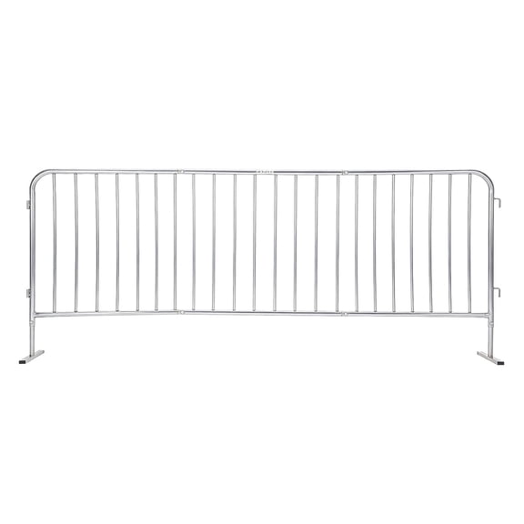 8.5FT Interlocking Crowd Control Barricade Heavy Duty Steel Barrier with Flat Feet Base Event Fence Silver