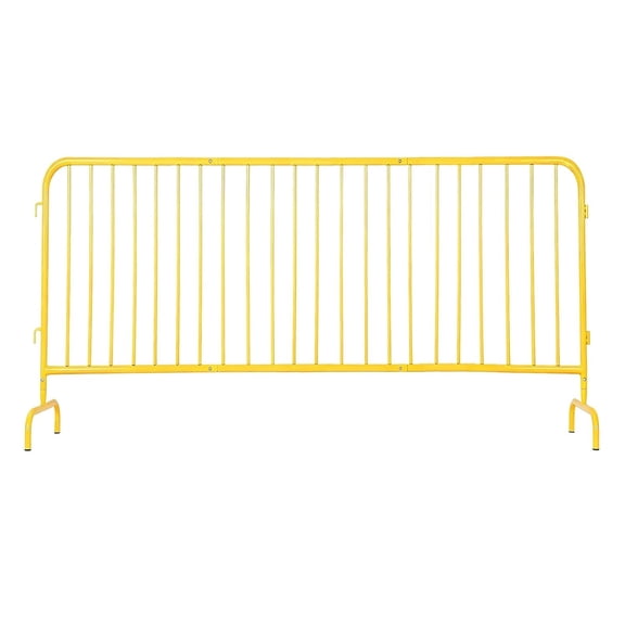 8.5FT Interlocking Steel Barricade Heavy Duty Galvanized Crowd Barrier with Bridge Feet Yellow