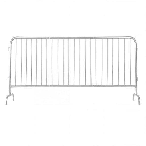 8.5FT Interlocking Steel Barricade Heavy Duty Galvanized Crowd Control Barrier with Bridge Feet Base Silver