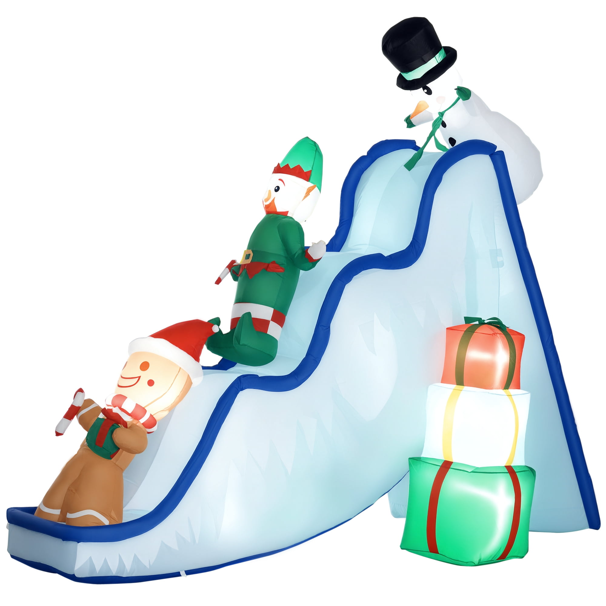 8.5FT Outdoor Christmas Inflatables, LED Snowman Elf & Gingerbread on ...