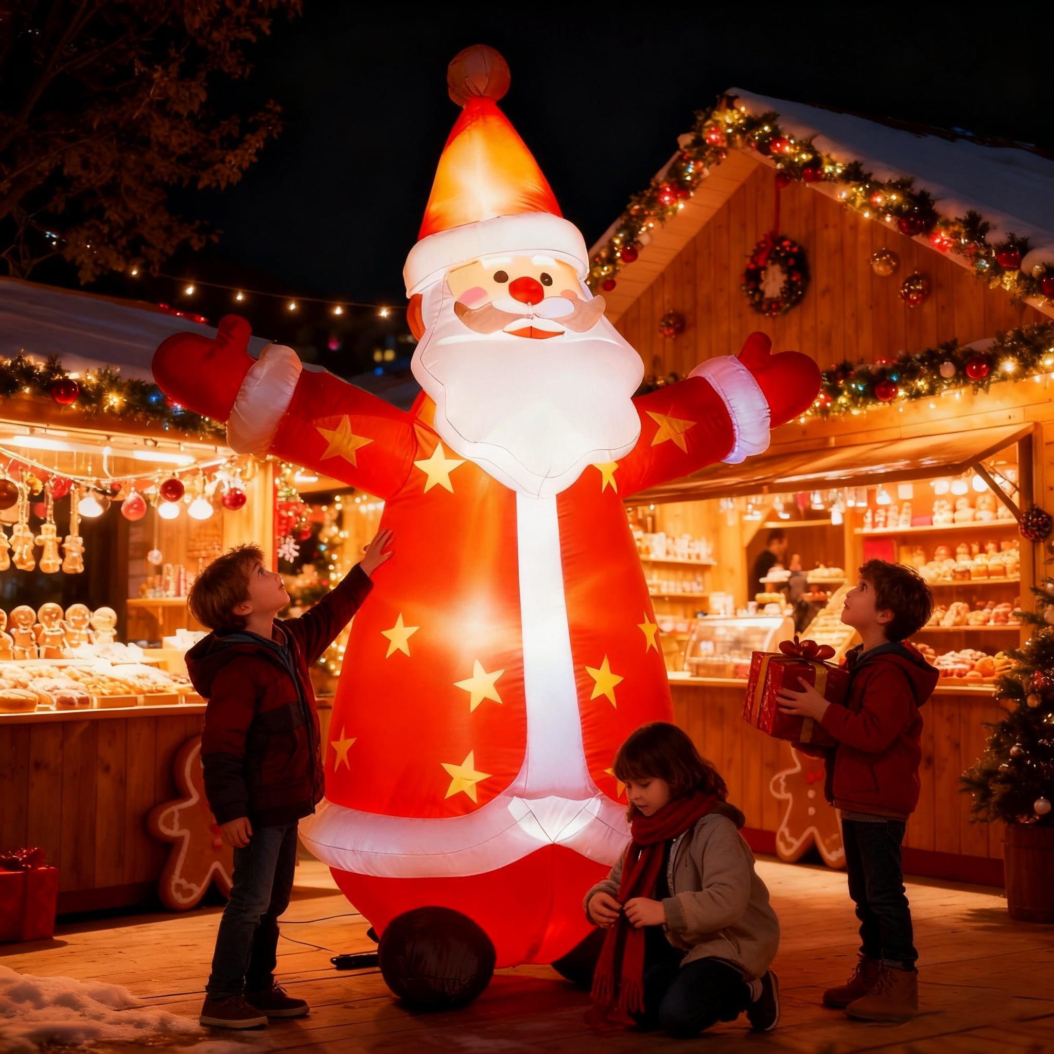 8.5FT Tall Christmas Inflatables Outdoor Decorations Blow Up Waving Santa Claus with Built-in LEDs for Christmas Indoor Outdoor Yard Lawn Garden Decorations