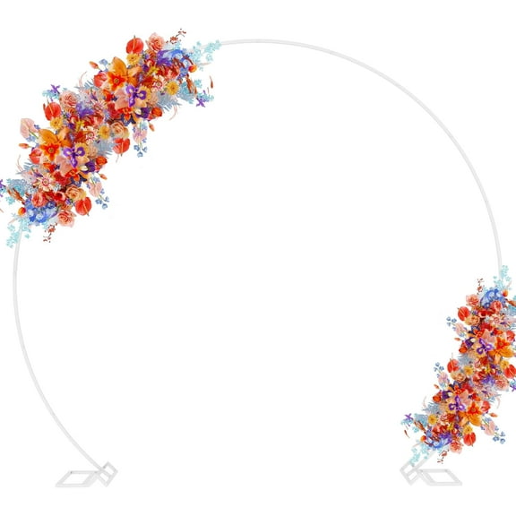 8.5FT White Round Backdrop Stand Metal Circle Balloon Arch Frame for Wedding Birthday Party Anniversary Valentine Ceremony Decorations Thickened Square Tubes