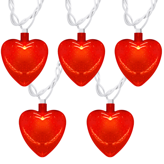 8.5Ft Red Pink Heart String Lights with 10 LED Red 3D Heart Lights Plug in Christmas String Lights for Indoor Outdoor Home Xmas Tree Wedding Party Valentine's Day Christmas Decorations